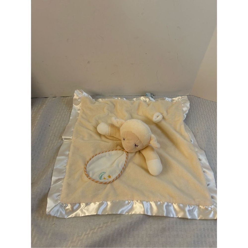Douglass baby cuddle toy lamb plush‎ security blanket silky cream color 15x14"